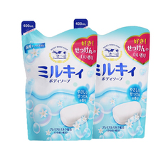 Жидкое мыло Cow Brand,увлажняющее молочное, с ароматом цветочного мыла, 2*400мл.