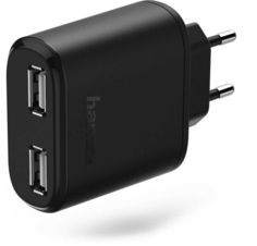 Сетевое зарядное устройство HAMA H-173608, 2xUSB, 2.4A, черный