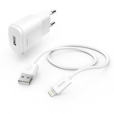 Сетевое зарядное устройство HAMA H-183290, USB, 8-pin Lightning (Apple), 1A, белый