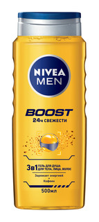 Гель для душа Nivea Men boost 3в1 Заряжает энергией +кофеин 500мл