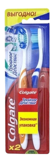 Зубная щетка Colgate Тройное действие средние Экономичная упаковка 2 щетки в упаковке