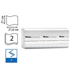 Полотенца бумажные 200 шт, VEIRO (H3), 20 шт., Comfort, 2-сл, белые, 21х21,6, V, KV205