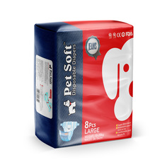 Подгузники для животных PET SOFT JEAN DIAPER одноразовые впитывающие размер L, 8шт