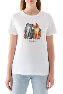 Футболка Cat Printed T-Shirt Mavi