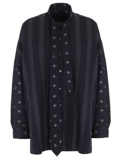 Рубашка хлопковая в полоску с принтом Naumi