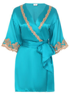 Халат шелковый с шитьем La Perla