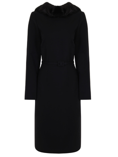 Платье с меховой отделкой Carolina Herrera