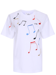 Футболка хлопковая с принтом Victoria Beckham