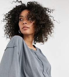 Oversized-лонгслив выбеленного серого цвета с декоративными швами ASOS DESIGN Tall-Серый