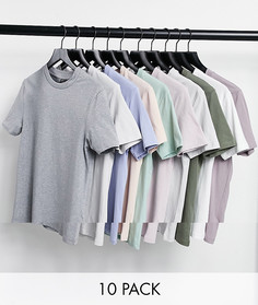 Облегающая футболка из органического хлопка ASOS DESIGN - Комплект из 10 шт.-Многоцветный