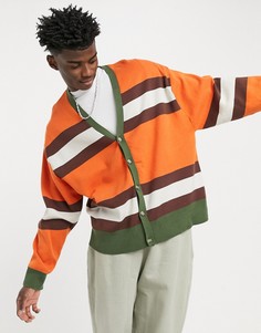 Оранжевый вязаный oversized-кардиган в полоску ASOS DESIGN-Оранжевый цвет