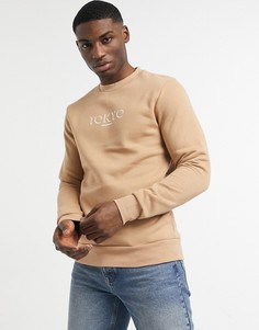 Бежевые свитшот с принтом "Tokyo" River Island-Светло-коричневый