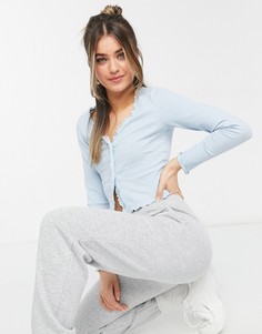 Голубой трикотажный кардиган из органического хлопка Monki Sancy