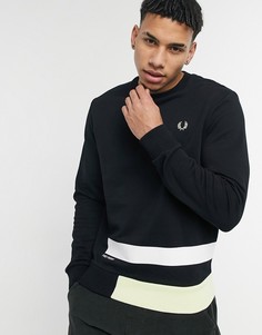 Черный свитшот с принтом и вставками Fred Perry-Черный цвет