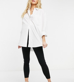 Зауженные брюки черного цвета с высокой посадкой над животиком ASOS DESIGN Maternity-Черный цвет