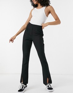 Черные брюки с разрезами спереди PIECES-Черный цвет