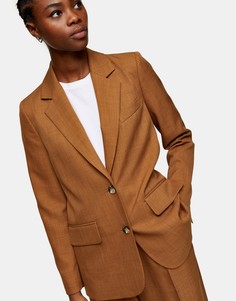 Бежевый блейзер oversized Topshop-Светло-коричневый