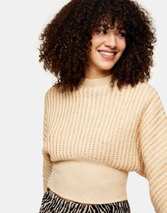 Бежевый короткий джемпер Topshop