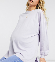 Сиреневый oversized-лонгслив с манжетами ASOS DESIGN Maternity