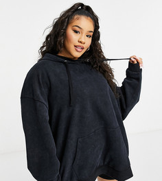 Черный выбеленный худи в стиле oversized ASOS DESIGN-Серый