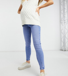 Синие джинсы скинни с посадкой над животом River Island Maternity-Голубой