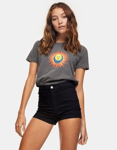 Черные джинсовые шорты Topshop Joni-Коричневый цвет