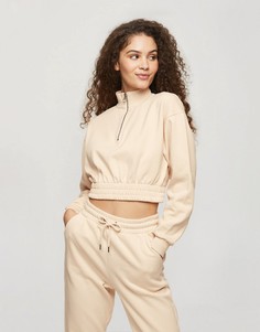 Розовый свитшот с воротом на молнии Miss Selfridge-Розовый цвет