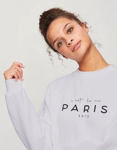 Белый свитшот c надписью "Cest la vie PAris" Miss Selfridge