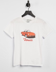 Белая футболка с принтом в виде ретро-машины и логотипом Fiorucci-Белый