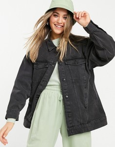 Джинсовая куртка в стиле oversized выбеленного черного цвета из органического хлопка Monki Katrina-Черный цвет