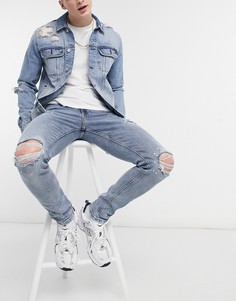 Синие джинсы скинни River Island-Голубой