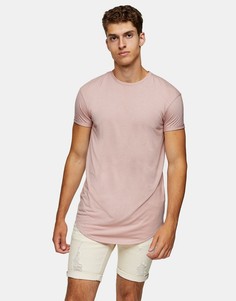 Розовая длинная футболка Topman-Розовый цвет