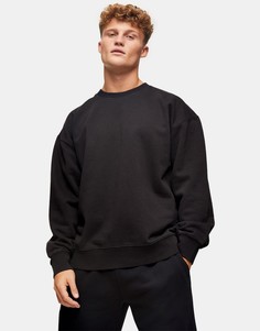 Черный выбеленный oversized-свитшот Topman-Черный цвет