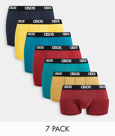 Набор из 7 боксеров-брифов из микрофибры ярких цветов ASOS DESIGN-Многоцветный