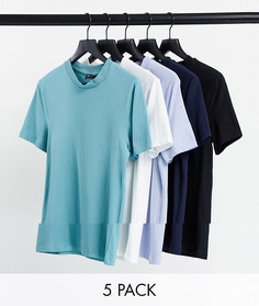 Облегающая футболка из органического хлопка ASOS DESIGN - Комплект из 5 шт.-Многоцветный