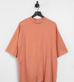 Персиковая oversize-рубашка с вышивкой COLLUSION-Оранжевый цвет