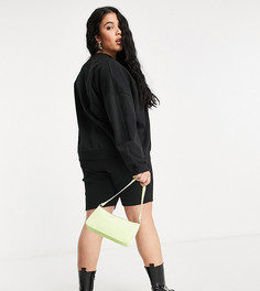 Черный спортивный костюм: свитшот и шорты-леггинсы в рубчик ASOS DESIGN Curve-Черный цвет