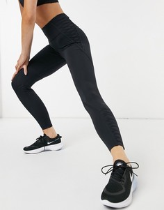 Черные леггинсы длиной 7/8 со шнуровкой Nike Training Luxe One-Черный цвет