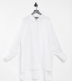 Белое платье-рубашка в стиле oversized с объемными рукавами Threadbare Plus-Белый