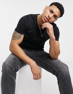 Черная однотонная футболка Jack & Jones-Черный цвет