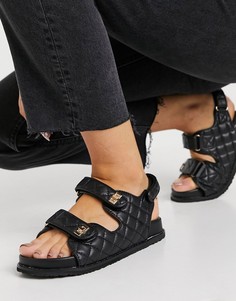Черные стеганые сандалии на массивной подошве в винтажном стиле Public Desire Carmen-Черный цвет