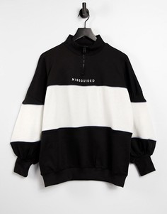 Oversized-свитшот с молнией в стиле колор блок Missguided-Многоцветный