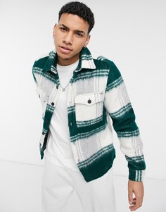 Клетчатая рубашка навыпуск цвета экрю с длинными рукавами River Island-Белый