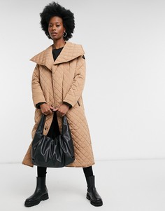Стеганое пальто кремового цвета River Island Fallaway-Кремовый