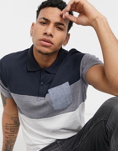 Рубашка-поло с контрастными полосками Jack & Jones-Темно-синий