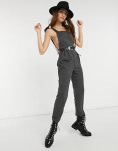 Комбинезон угольного цвета в рубчик ASOS DESIGN-Серый