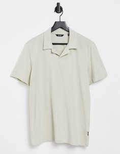 Трикотажная футболка-поло бежевого цвета с отложным воротником Only & Sons-Светло-коричневый