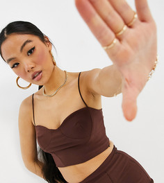 Коричневый кроп-топ в корсетном стиле от комплекта Vesper-Коричневый цвет