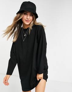 Черное платье-лонгслив в стиле oversize ASOS DESIGN-Черный цвет