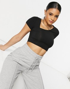 Черный кроп-топ с асимметричным вырезом ASOS DESIGN-Черный цвет